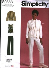 9383 UNCUT Simplicity Sewing Pattern Misses Jacket Knit Top Pants 6-24 OOP