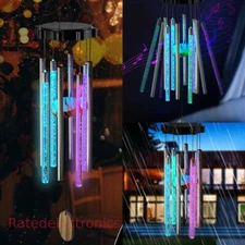 Color Changing Solar Wind Chimes LED Lights Bell Tubes Large Deep Tone Resonant