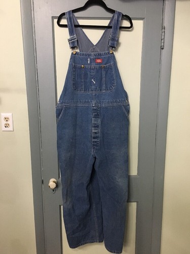 Dickies Bib Overalls Mens 42x30 Blue 