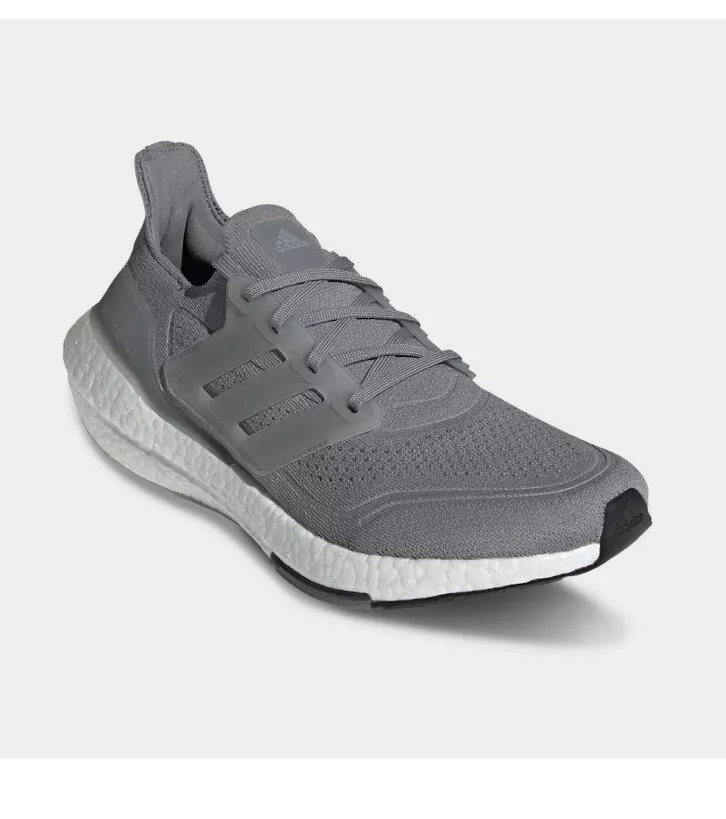 Men s Adidas UltraBoost 21 Running Shoes Grey White FY0381 eBay