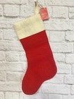 West Elm Felt Wool Stocking Solid Red, Ivory Cuff  Christmas New