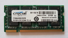 Memory RAM ~ 2GB PC2-6400S 800MHz DDR2 SODIMM ~ by Crucial ~ For Laptop ~ Used