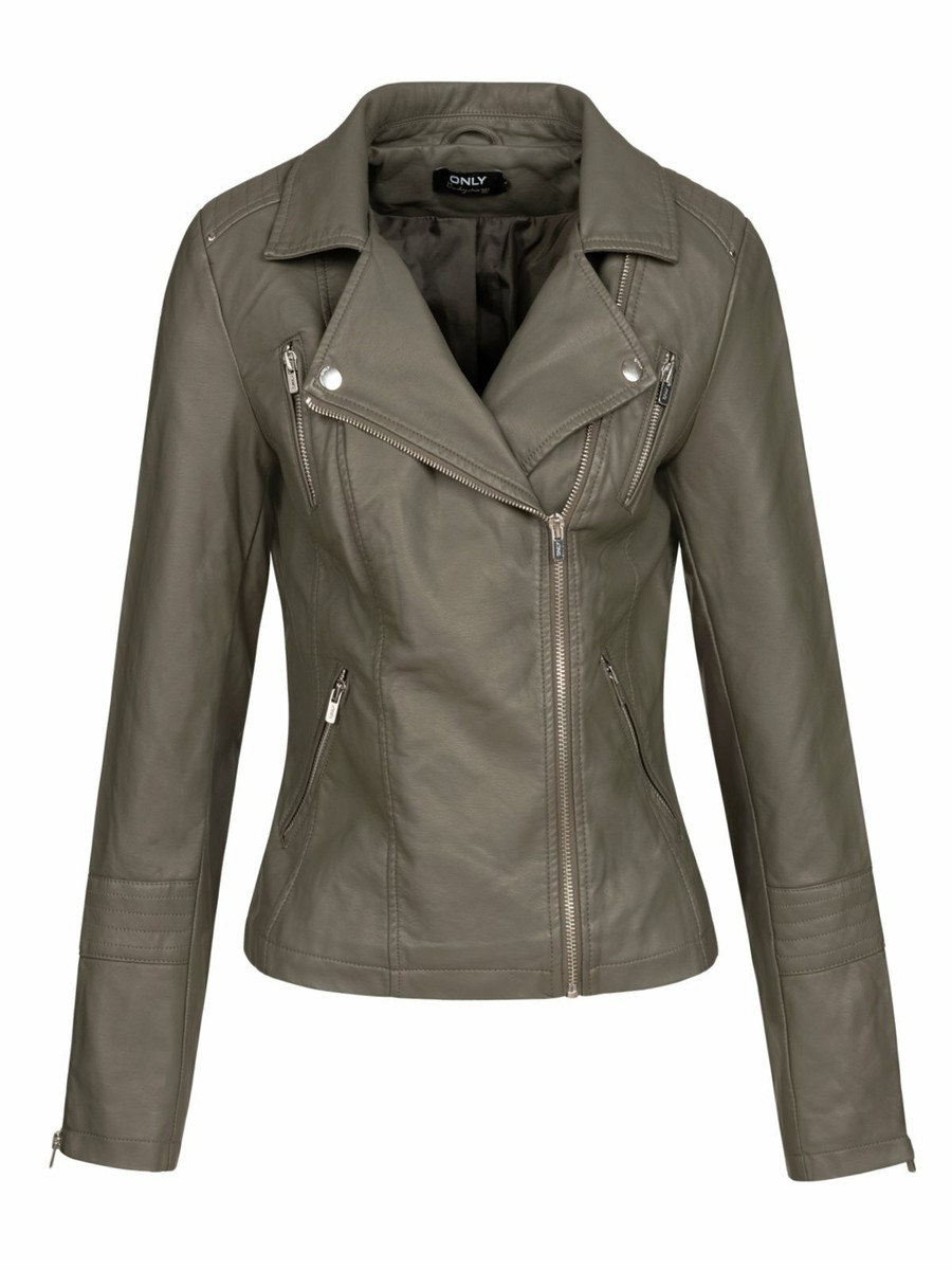 Bikerjacke Only Lederjacken Bikerjacke Only Lederjacke Grau Biker