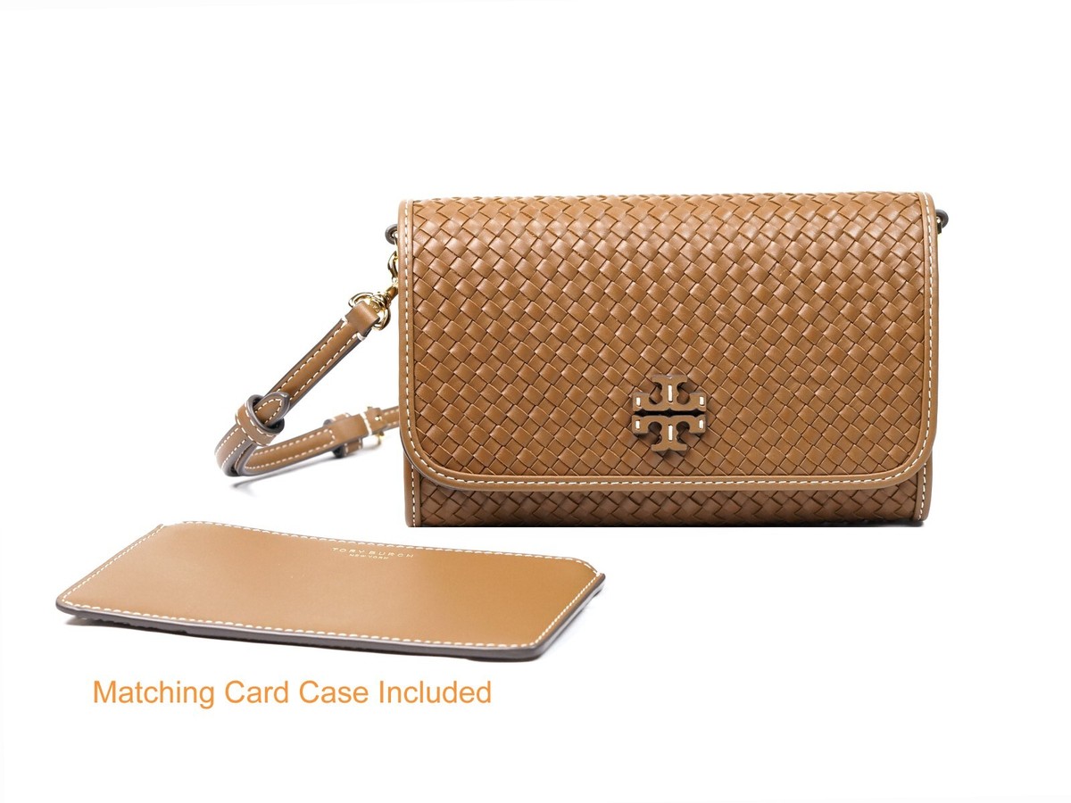 Tory Burch Thea Brown Mahoni Crossbody Bag Wallet Clutch Purse