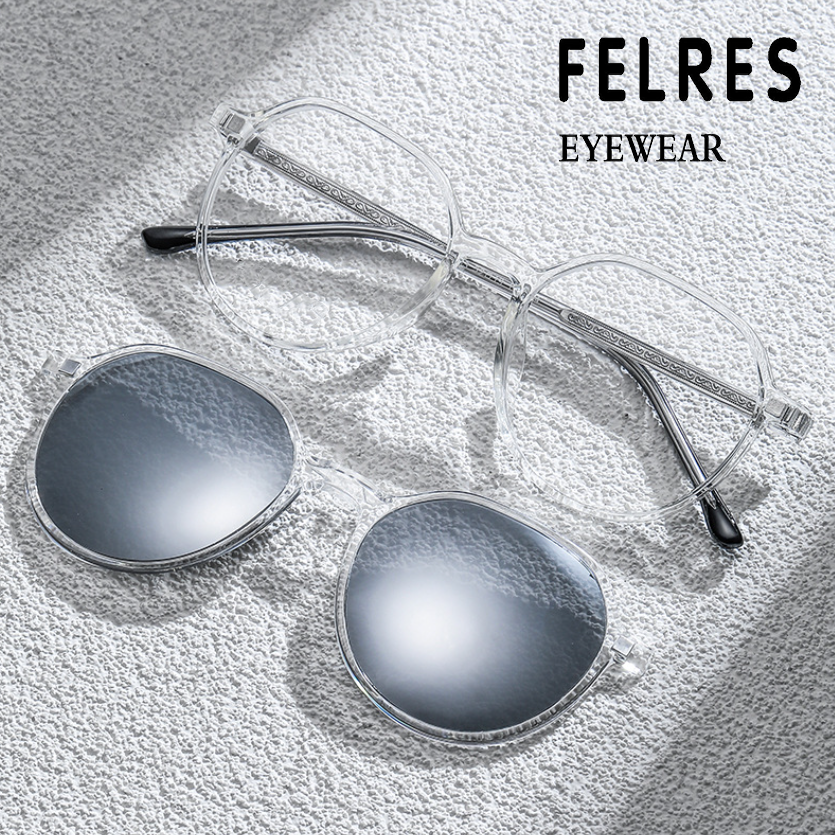 Women TR90 Magnetic Polarized Clip On Sunglasses Clear Lens  display picture 2