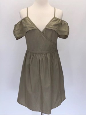 NEW $98 Madewell khaki cold-shoulder ruffle dress Sz 2 G7782 Ash Green |  eBay