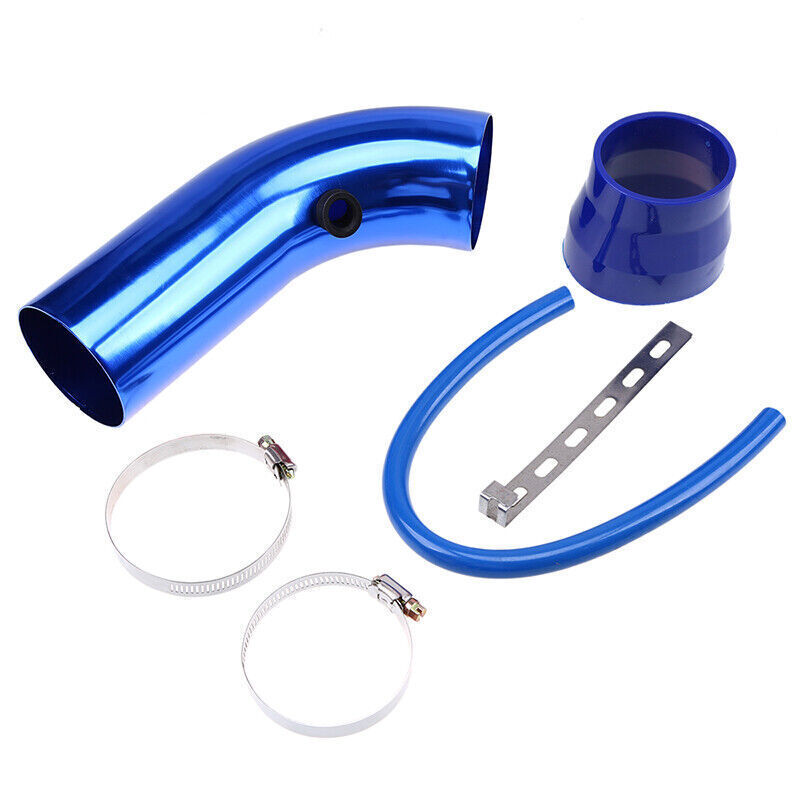 76mm Blue Car Cold Air Intake Filter Induction Kit Pipe Power Flow Hose System