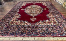 Karastan Rug 8.8 x 12 Red Floral Kirman Vintage Discontinueud 100% Wool Pile
