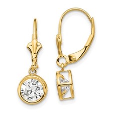 25mm 14K Yellow Gold 6mm Cubic Zirconia Leverback Earrings XLB101CZ