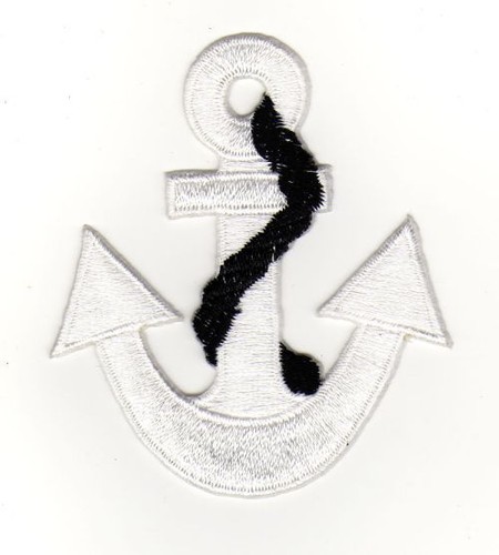 Braunert Patches – Gestickter Aufnäher „Anker“, Weiß, 5,8 X 6,6 Cm, Zum Aufbügeln Oder Annähen