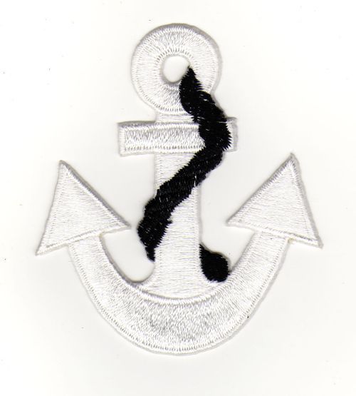 Af45★Anker Weiß Seefahrt AufnäHer Zum AufbüGeln BüGelbild Patch Flicken 6 X 7 Cm-image