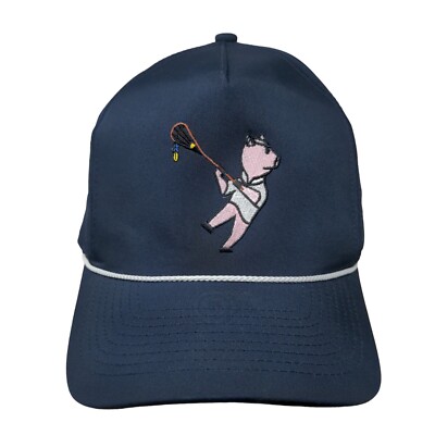 Pig Embroidered Snapback Hat Blue OSFA Adjustable Vented Holes Rope Imperial