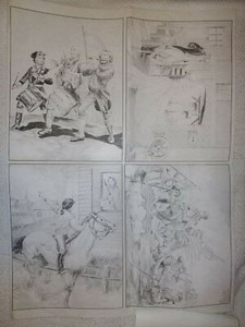 Vtg Tri Chem Picture to Paint Felt Poster #8310 Americana 4 Pictures with Chart 