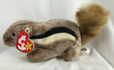 1999 TY Beanie Babies "Chipper" Chipmunk Original P.E. Pellets w/ Tag Red Stamp