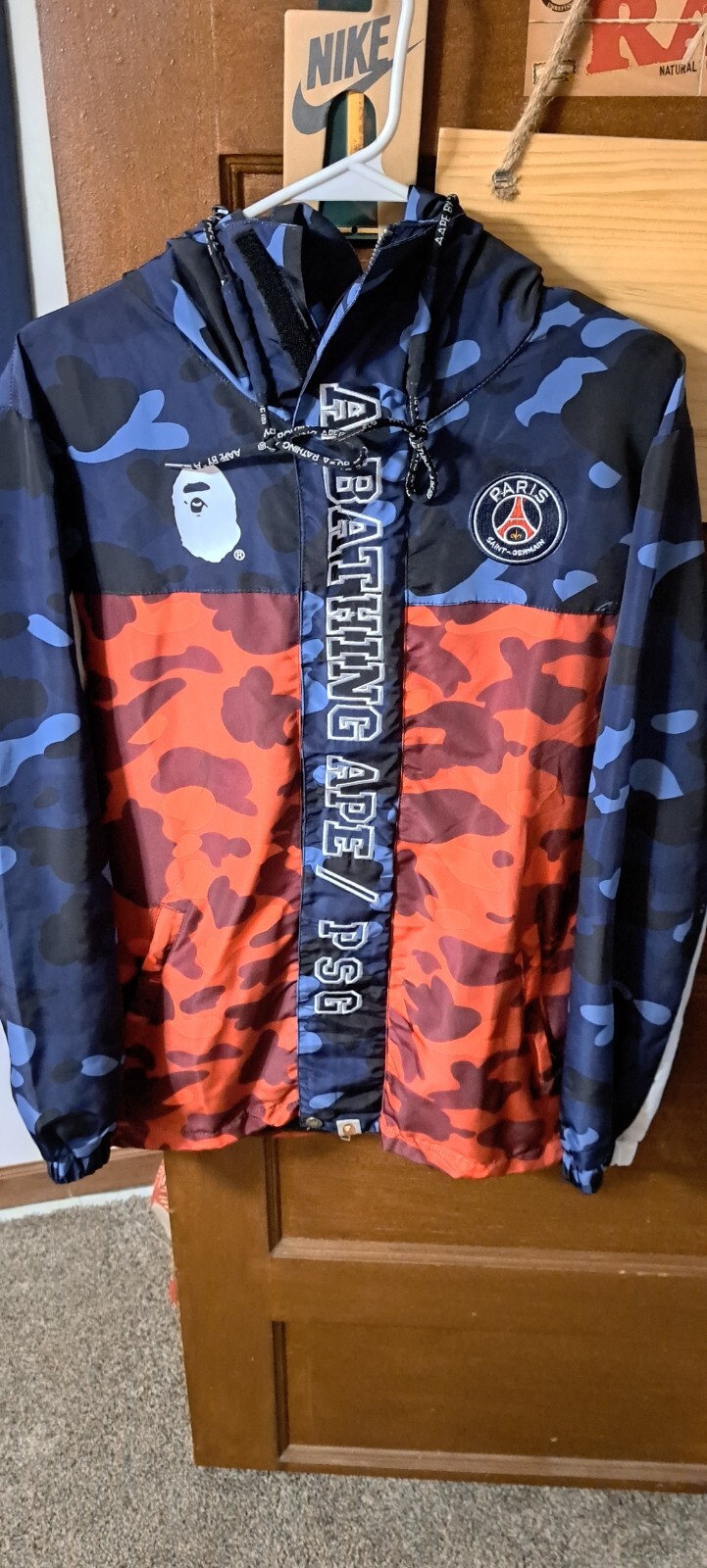 Bape X PSG Windbreaker Red White Blue Size Teen XL Fast Shipping