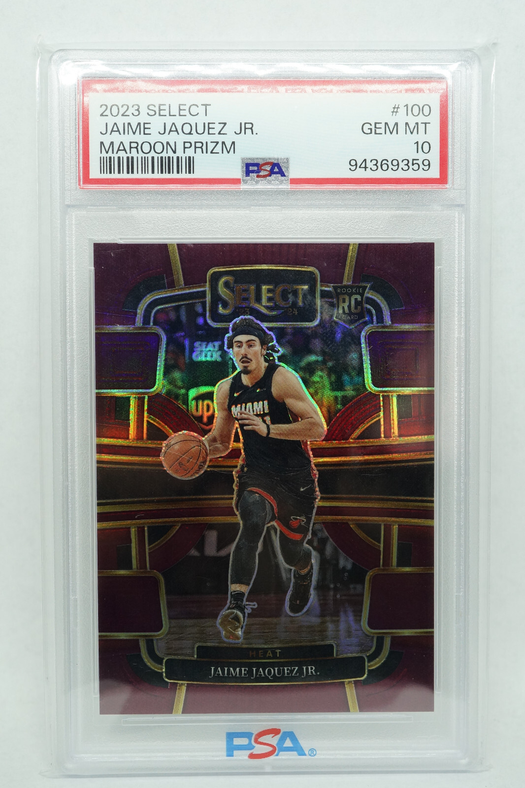 2023 SELECT JAIME JAQUEZ JR Maroon Prizm #100 HEAT 17/175 COLOR MATCH PSA 10