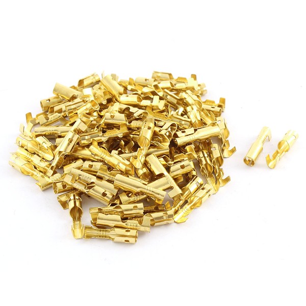 100 Pcs Non Insulated 4mm Female Crimp Terminals Wire Connectors for