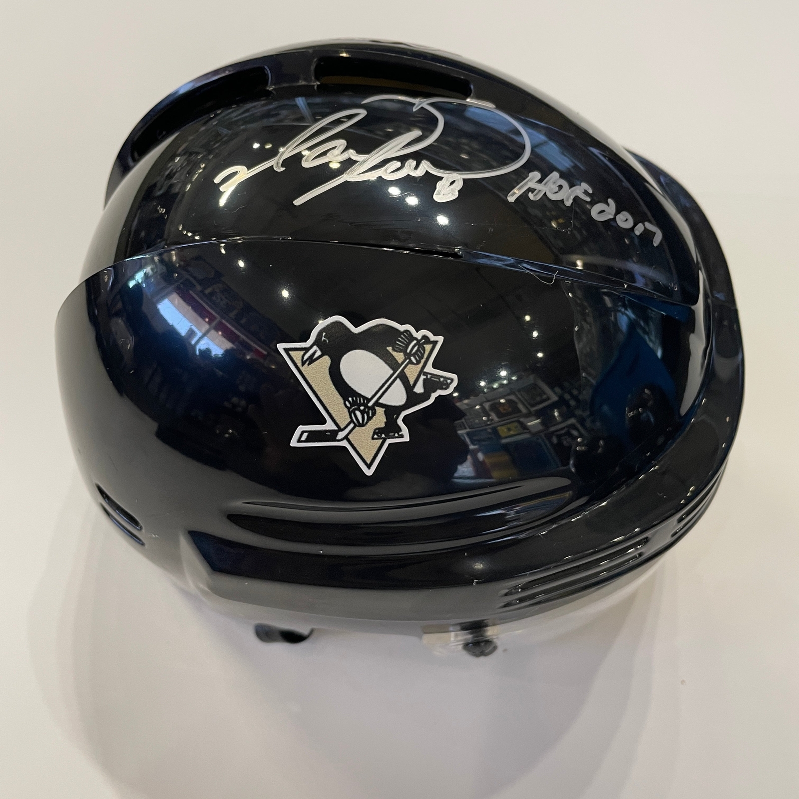 Mark Recchi HOF 2017 Autographed Pittsburgh Penguins Mini He