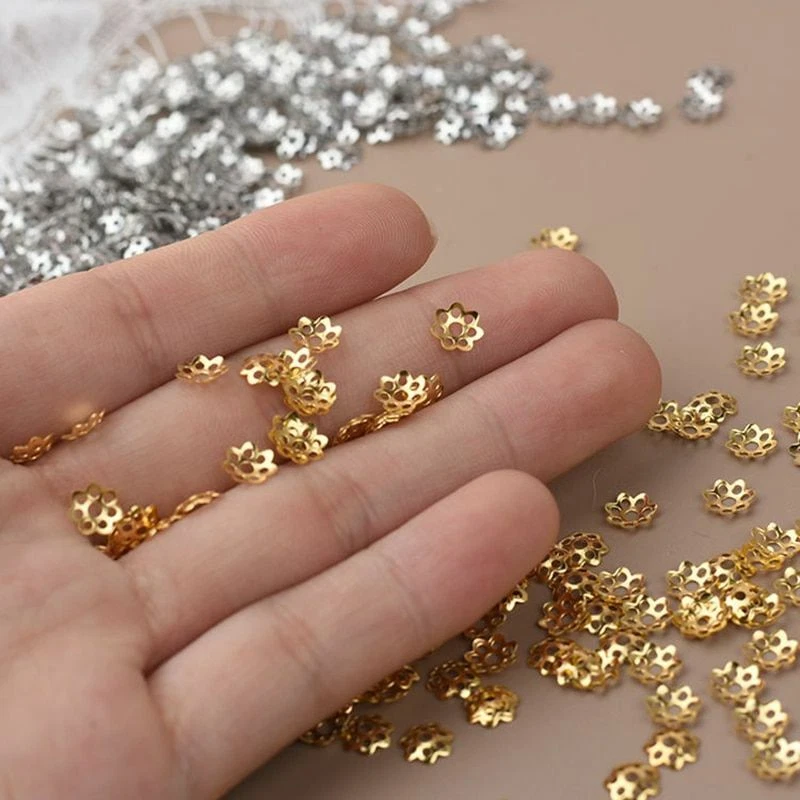 500pcs Hollow Flower Bead Caps Metal Filigree Spacer Beads Jewelry