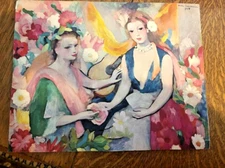 P0ST IMPRESSIONALIST 1948 PRINT DEUX SOEURS 2 SISTERS MARIE LAURENCIN "MAC LAKA"