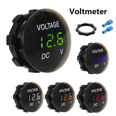 Motorcycle Car LED Voltmeter Panel Digital Voltage Volt Meter Display DC 12V-24V