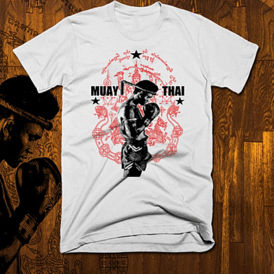 Muay Thai T-shirt Thai boxing Sak Yant prayer Tattoo Thai Boxer Martial Arts tee