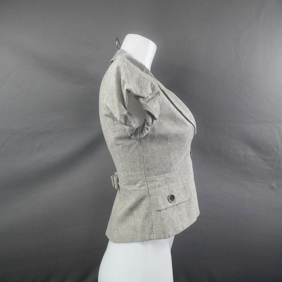 Blusa feminina Nine West 2 listra bronzeada pequena linho corpo escritório carreira clássica - Imagem 4 de 4