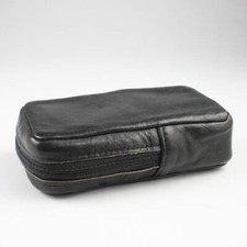 Unbranded - Small Black Soft Leather Zipper Camera Case - 4.25" x 1.25" x 2.25"