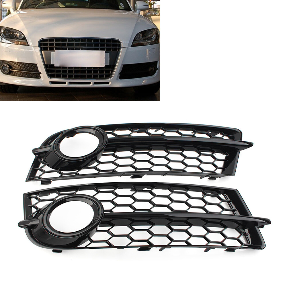 Honeycomb Front Bumper Fog Light Grille Cover Glossy Black Fit Audi TT 8J 06-14