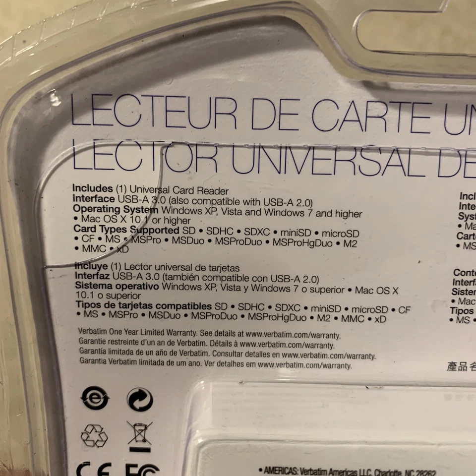 Verbatim Universal Portable Memory Card Reader USB 3.0 Silver Colour 97706 NEW - Image 3 of 4