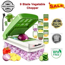 Vegetable Chopper Mandoline Slicer Dicer Grater Cutter 9 Blade Container Kitchen