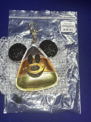 BaubleBar Disney Halloween Mickey Mouse Candy Corn Puff Bag Charm Keychain NWT