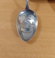 Shepard Mfg Sterling Pan American Buffalo & Female Warrior Souvenir Spoon 1901