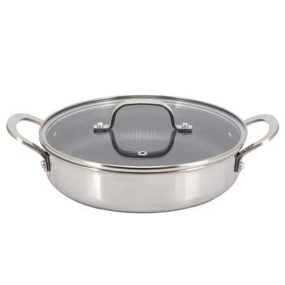 Better Chef 10'' 3-Ply Stainless Steel Nonstick Deep Fry Pan w Lid in Silver