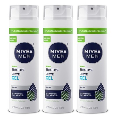 Sensitive Skin Shaving Gel for Men, Vitamin-Enriched, 7 Oz, Pack of 3