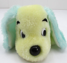 Vintage 1985 Cuddle Wit Plush Puppy Dog Blue Ears Yellow Body Taiwan RARE