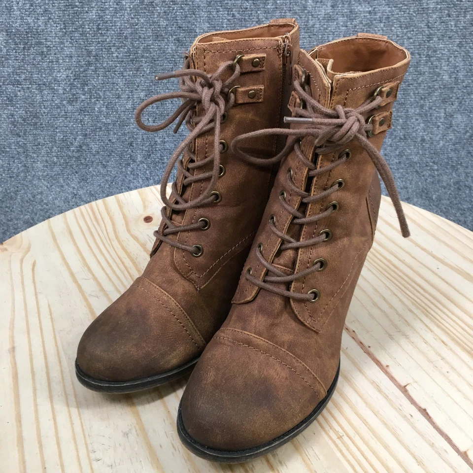 Botas de senderismo Madden Girl para mujer 10 M Westmont marrón con cordones tacones cremallera lateral Foto 3 de 4