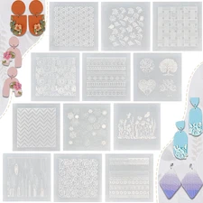 12Pcs Polymer Clay Texture Sheets, Clay Texture Mat for Making Earrings Jewelry,