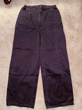 Skims Outdoor Woven Pant High Rise Wide Leg Cotton Steel Blue Size M