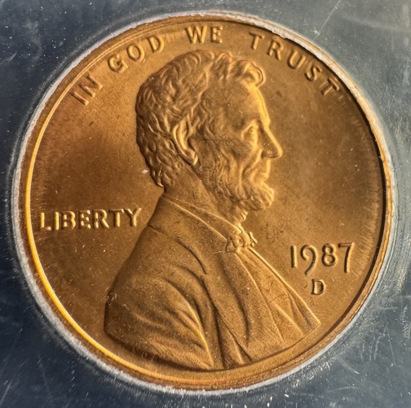 FIERY 🔥1987-D Lincoln Cent ICG MS68 RD (Red) Austin Hutto Signature Small Cent
