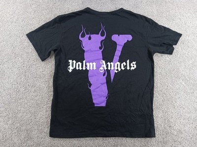 Vlone x Palm Angels Mens Small Short Sleeve T-Shirt Black Cotton