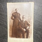 Thayer Sepia Embossed Cabinet Card Portrait of Seated Man & Standing Woman 1800s — photo 1