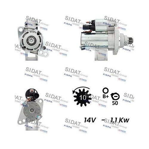 Démarreur Sidat S12VA0072 pièce de rechange moteur essence diesel Vag