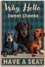 Tin Metal Signs 8x12 Inches Funny Dachshund Bathroom Signs, Love Dog Signs, Dach