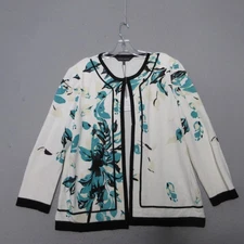 Ming Wang Sweater Cardigan Medium Floral Heritage Fit Church Career Timeless NWT