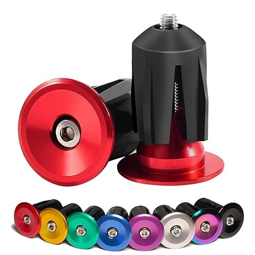 1 Pair Aluminum Bike Handlebar Ends, Red Bar End Plugs for R Color: Red-1 Pair - Picture 1 of 5