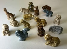 Vintage Wade Whimsies  Animal Lot Of 16 Figurines Lion Squirrel Pig Hippo Bunny