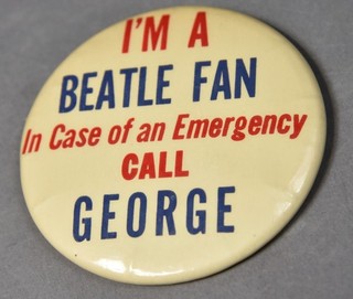 Beatles Beatle Fan In Emergency Call George Celluloid Pinback Button SBGH 1964
