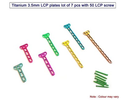 Titanium 3.5mm LCP plates lot of 7 pcs with 50 LCP screw