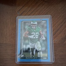 2025 Topps Chrome Football Saquon Barkley Blue Refractor Serial Numbered /150